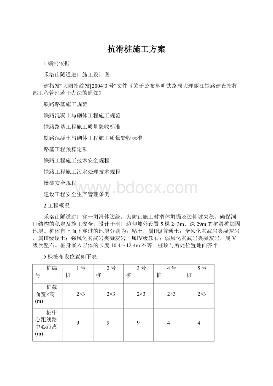 抗滑桩施工方案Word格式.docx