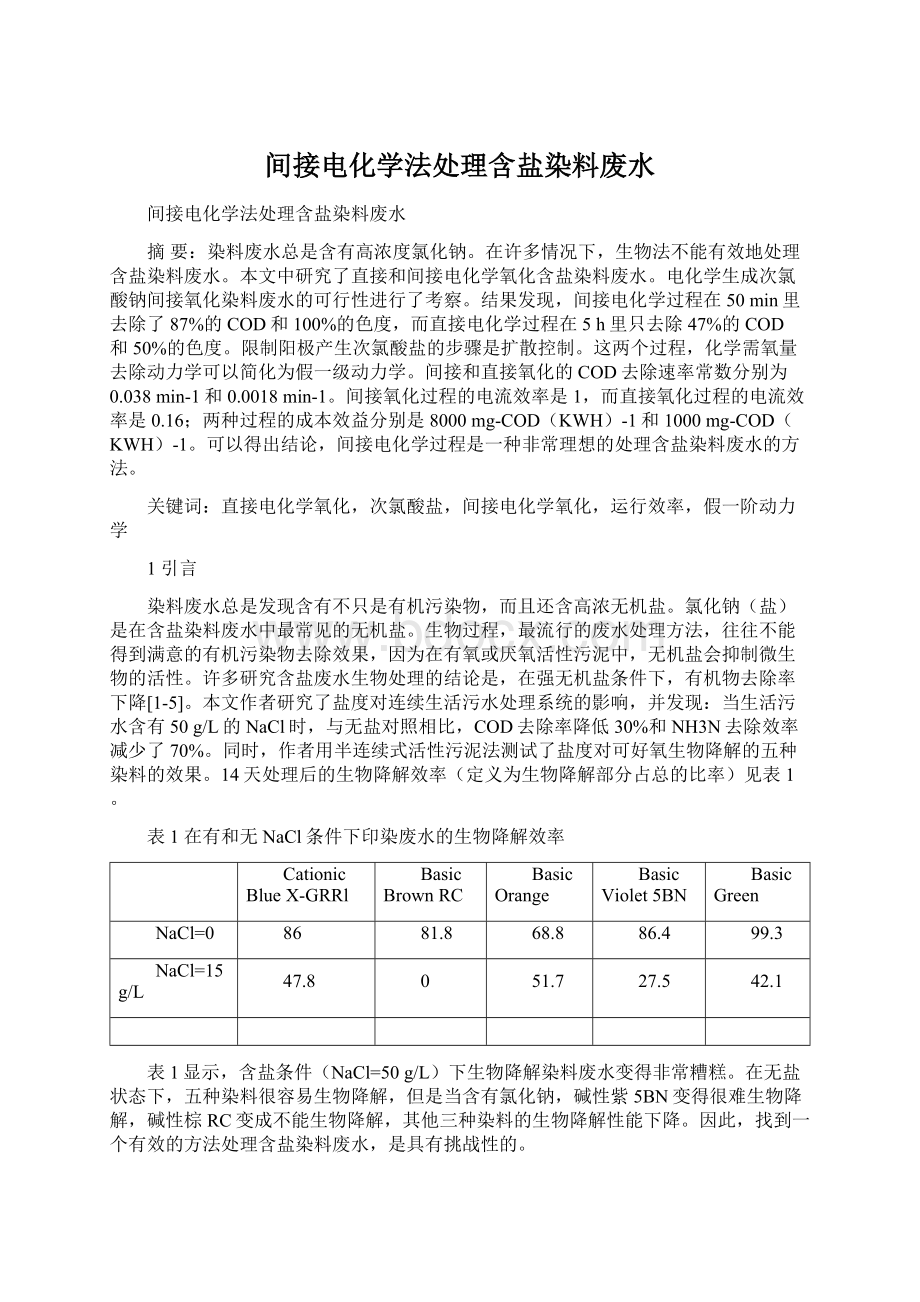 间接电化学法处理含盐染料废水.docx