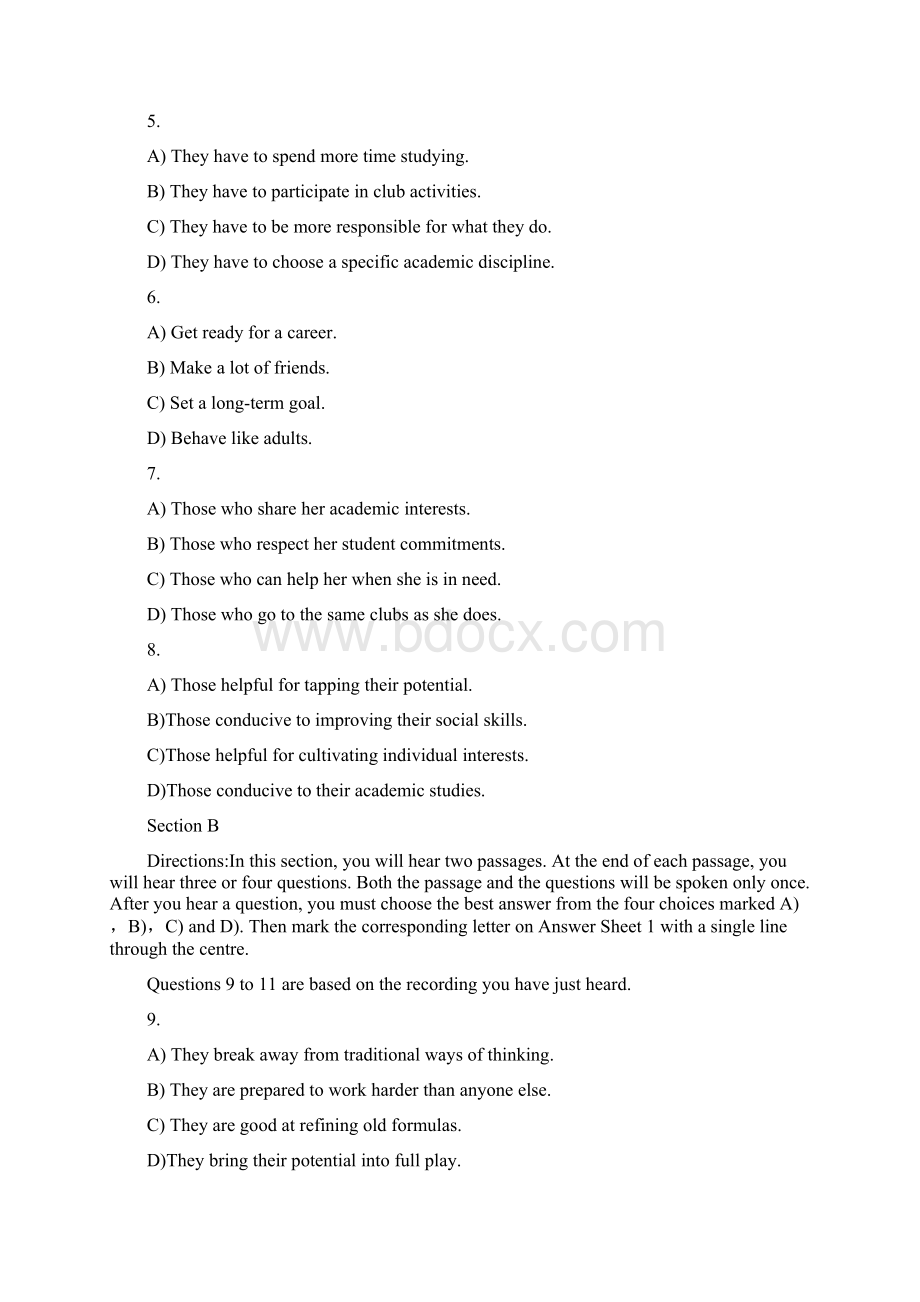 英语六级听力真题第1套最新Word文档下载推荐.docx_第2页