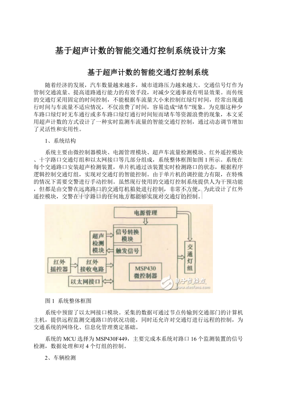 基于超声计数的智能交通灯控制系统设计方案文档格式.docx_第1页