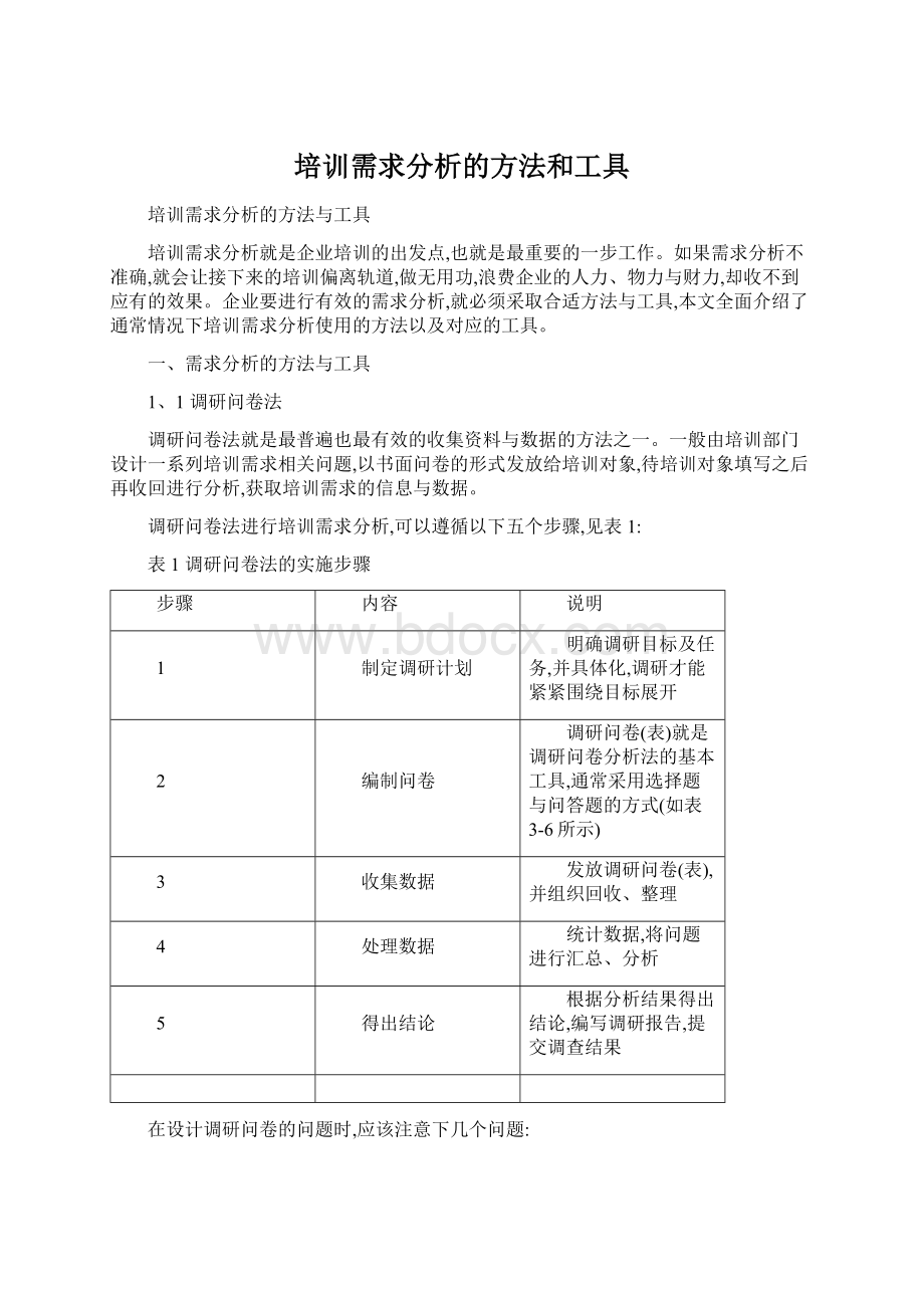 培训需求分析的方法和工具Word文档格式.docx_第1页