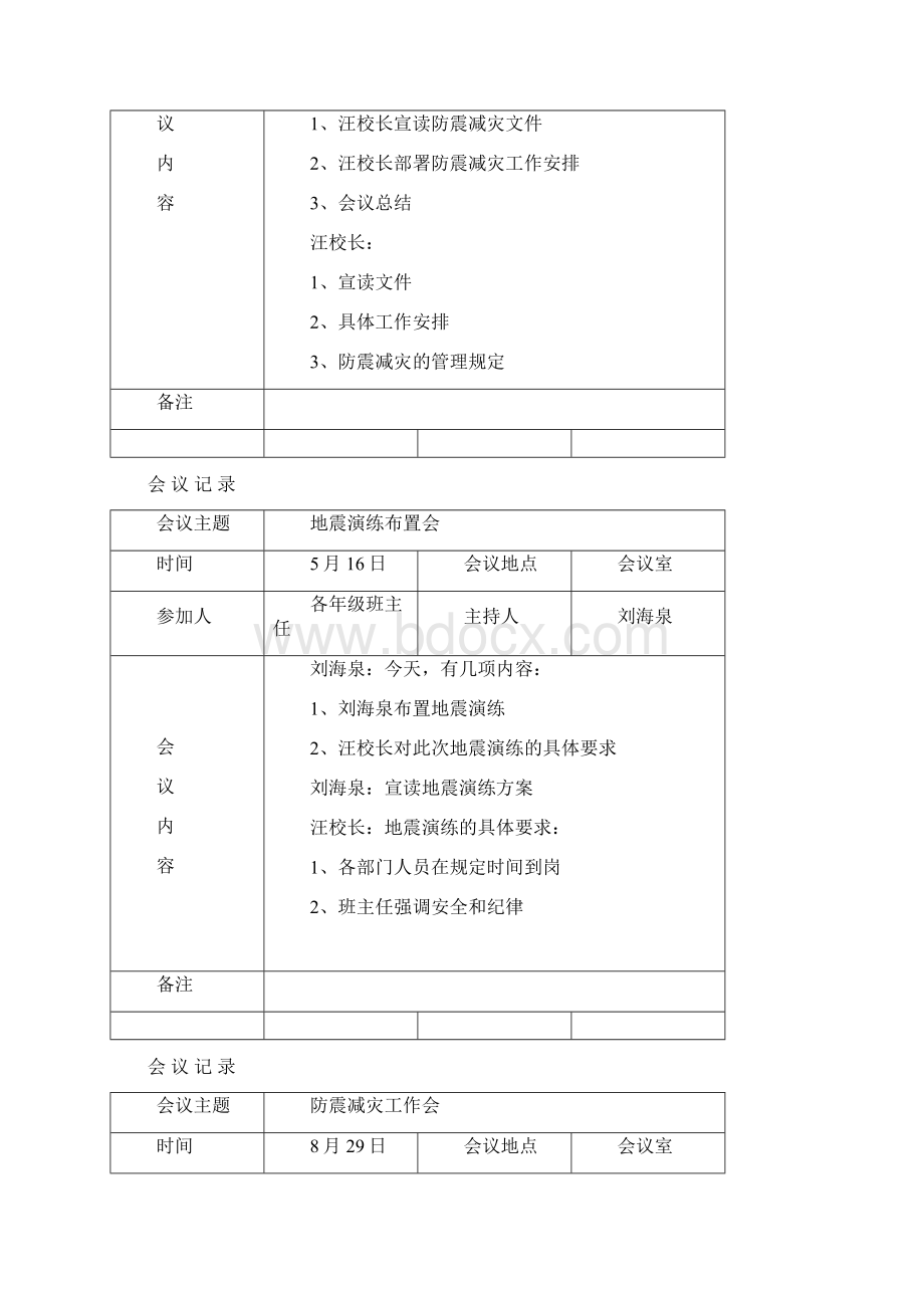 防震减灾会议记录Word文档下载推荐.docx_第2页