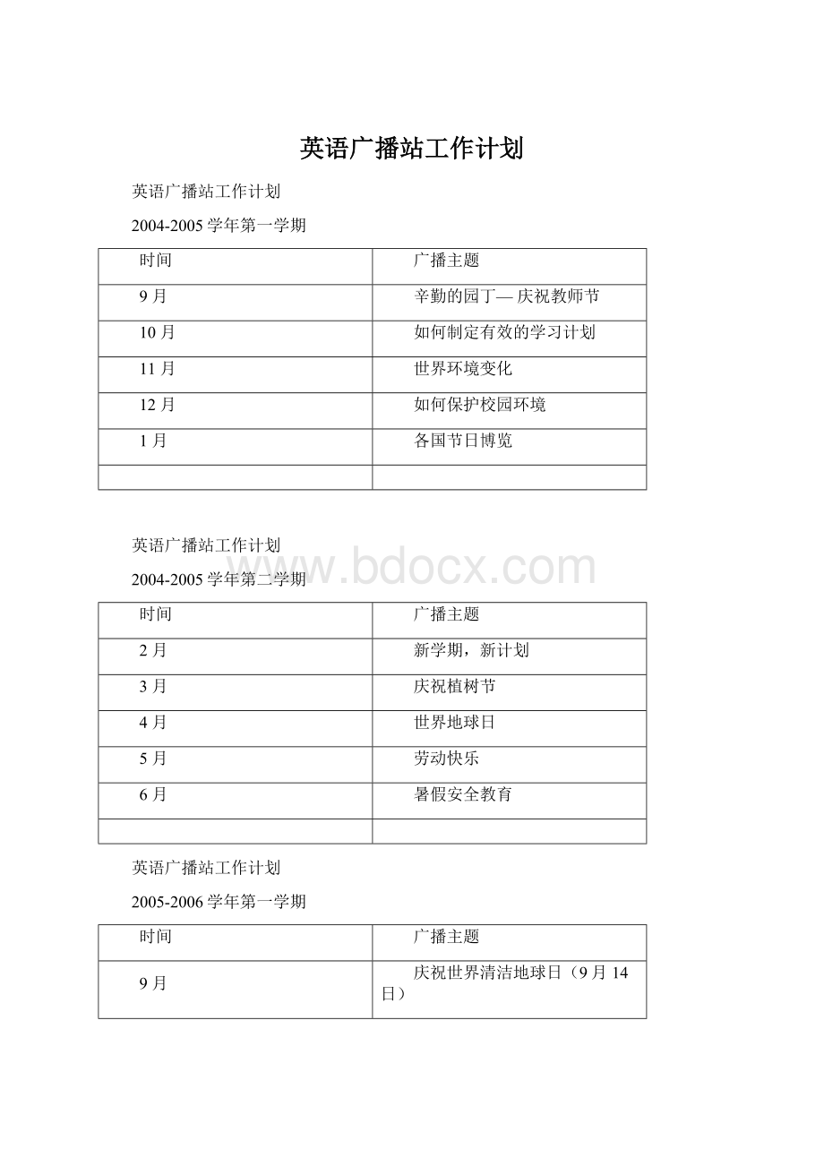 英语广播站工作计划.docx_第1页