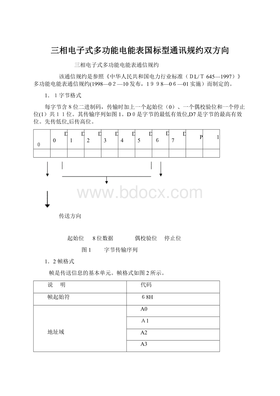 三相电子式多功能电能表国标型通讯规约双方向Word文件下载.docx_第1页