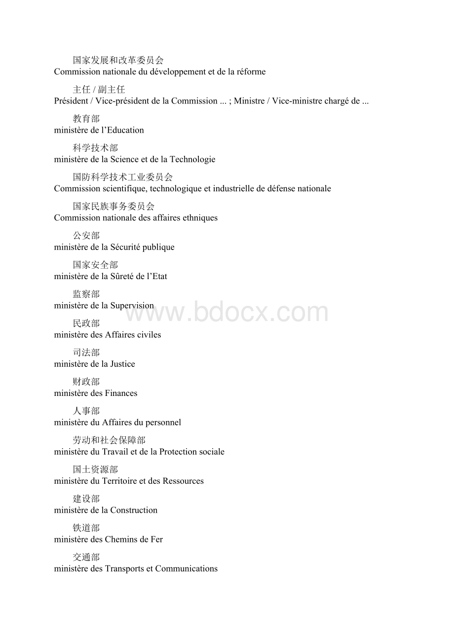 Fiykgry中国国家机构名称翻译法语Word格式.docx_第2页