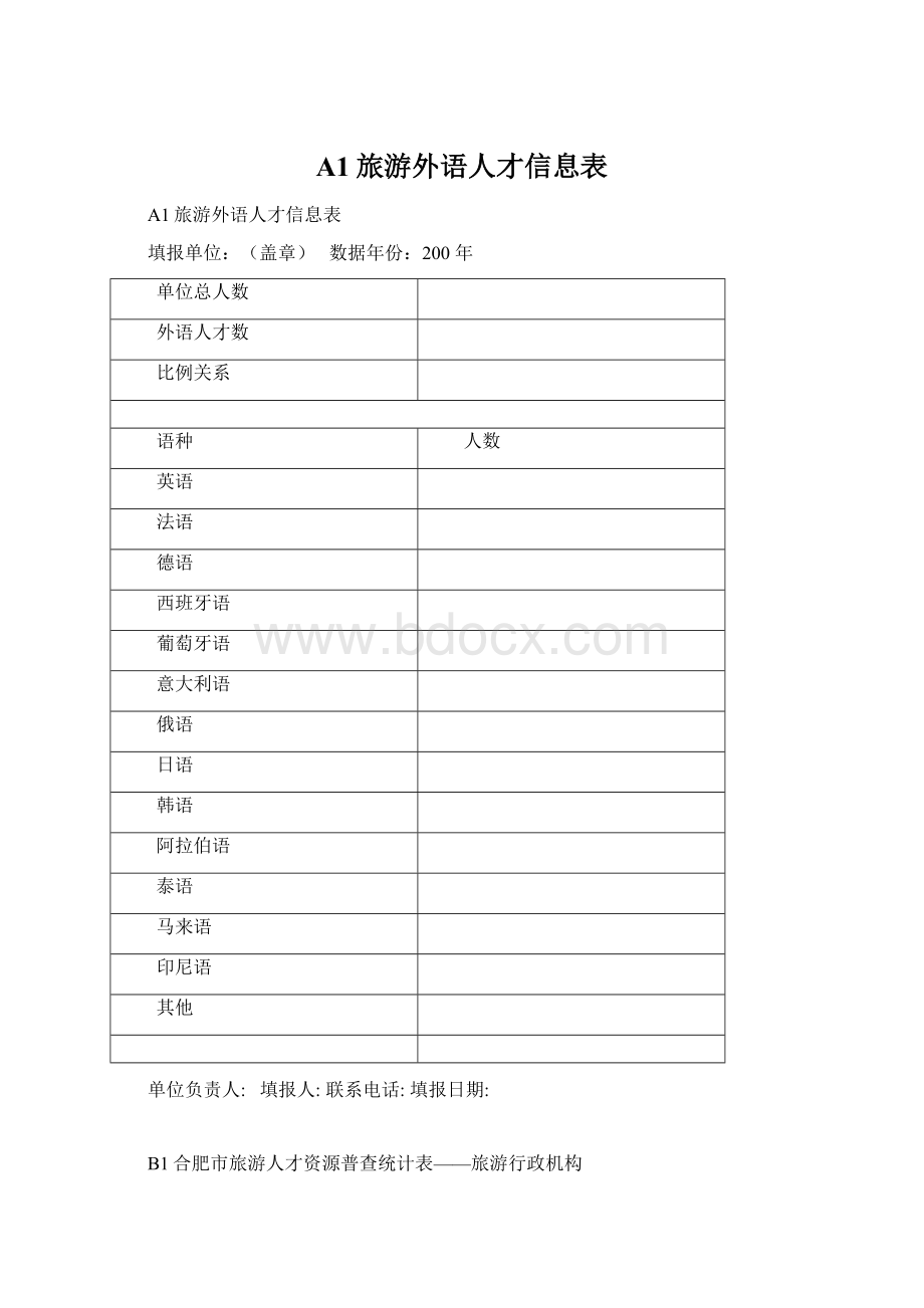 A1旅游外语人才信息表Word下载.docx_第1页