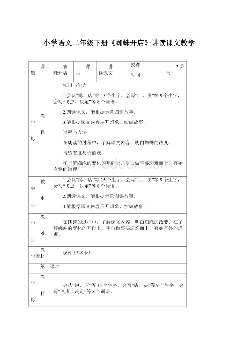 小学语文二年级下册《蜘蛛开店》讲读课文教学.docx_第1页