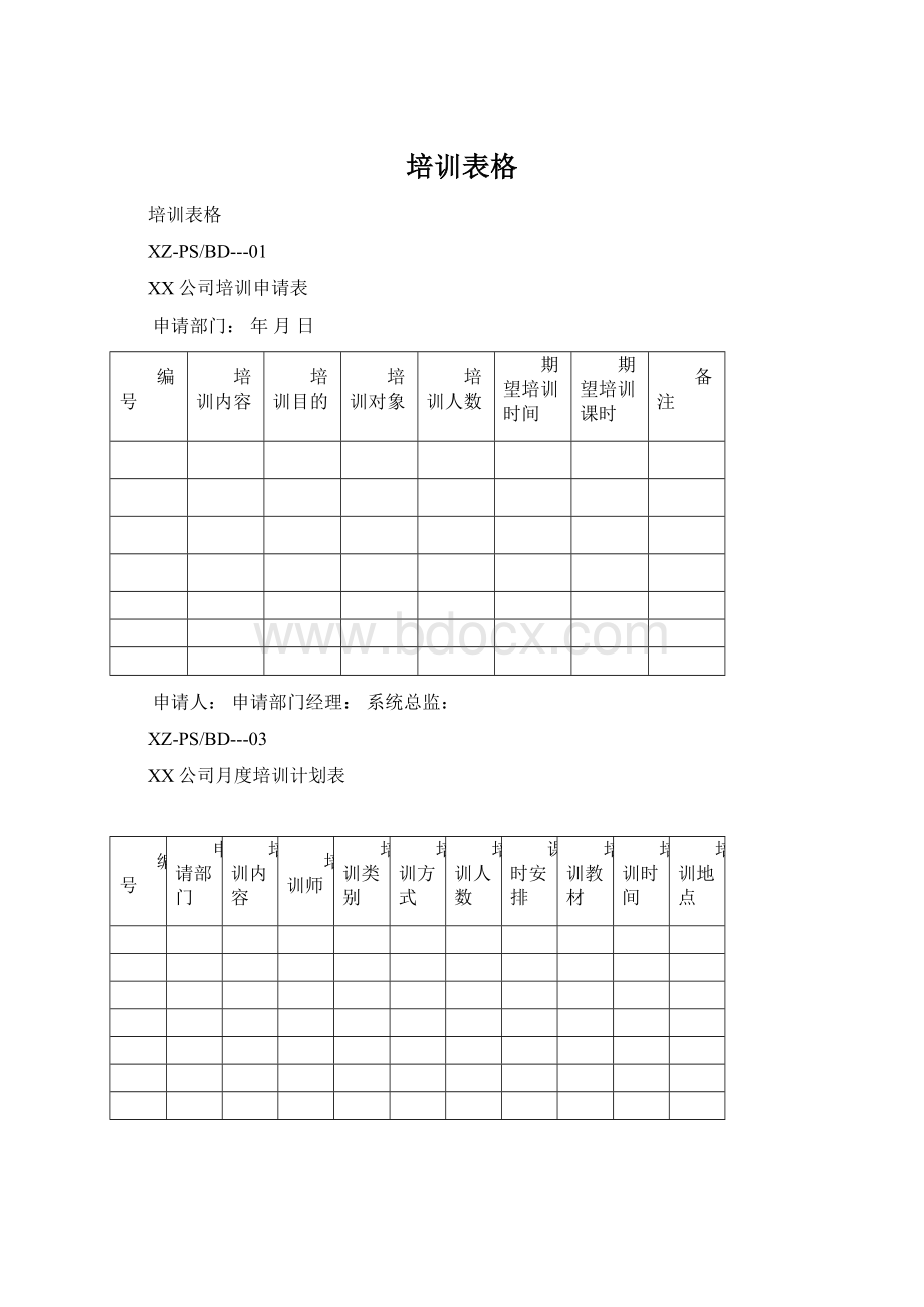 培训表格Word格式文档下载.docx