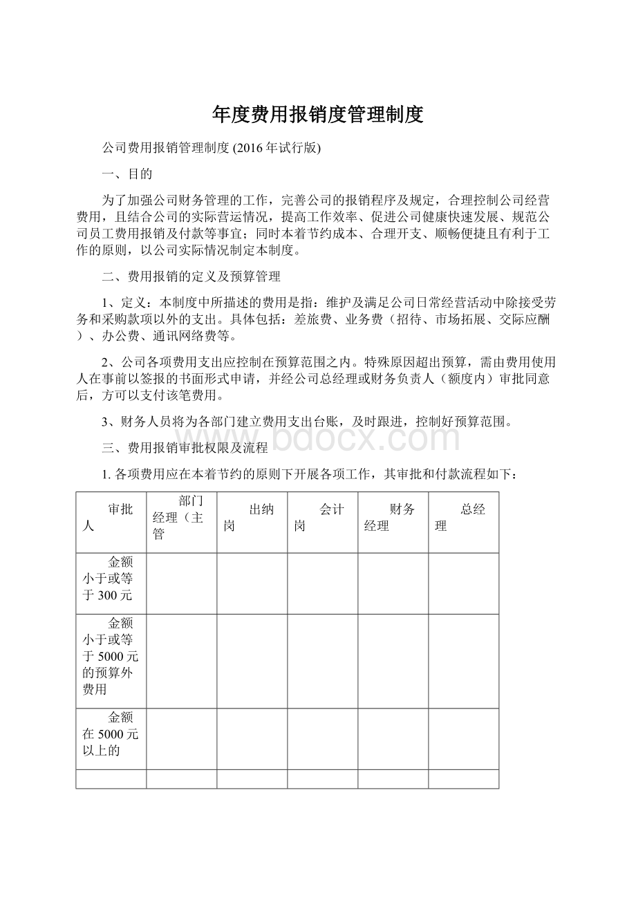 年度费用报销度管理制度Word下载.docx_第1页