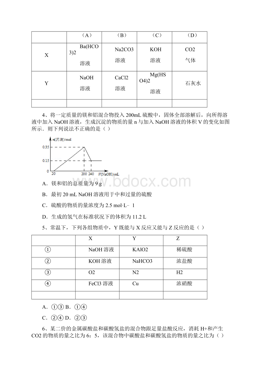 届高三化学一轮复习《几种重要的金属》45分钟限时强化训练试题卷 Word版含答案.docx_第2页