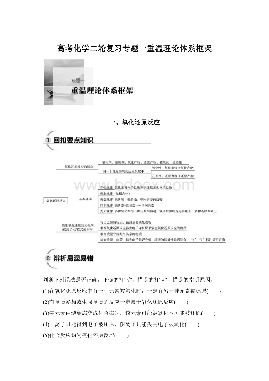 高考化学二轮复习专题一重温理论体系框架.docx_第1页