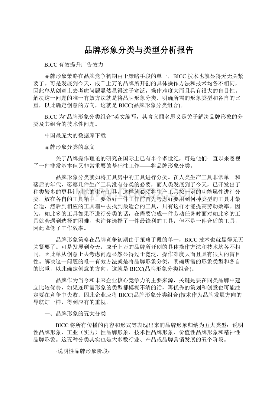 品牌形象分类与类型分析报告Word下载.docx