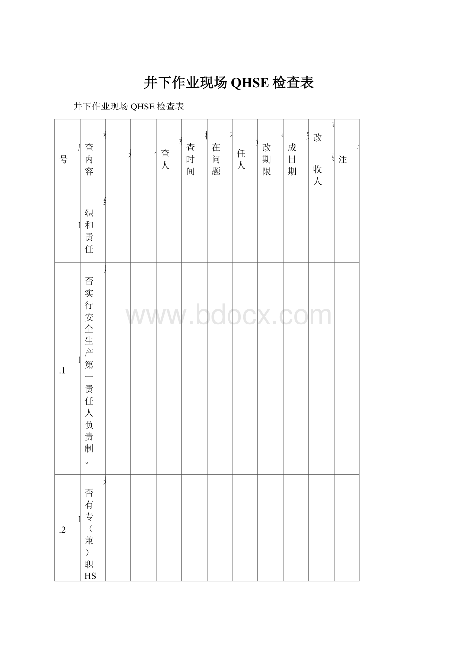 井下作业现场QHSE检查表.docx_第1页