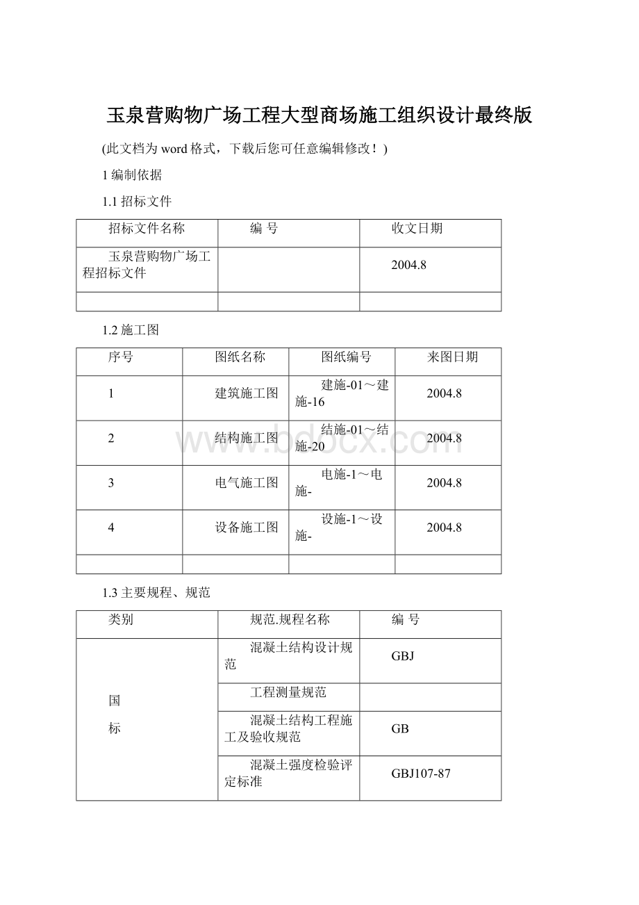 玉泉营购物广场工程大型商场施工组织设计最终版.docx