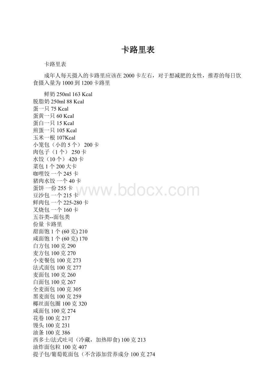 卡路里表Word文档格式.docx_第1页