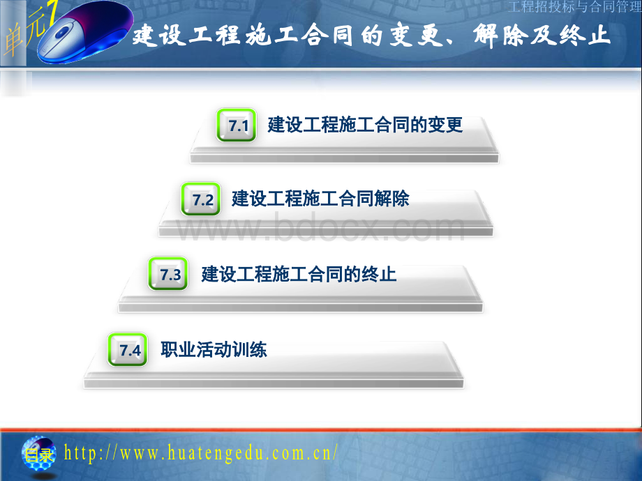 单元7建设工程施工合同的变更、解除及终止.ppt_第1页