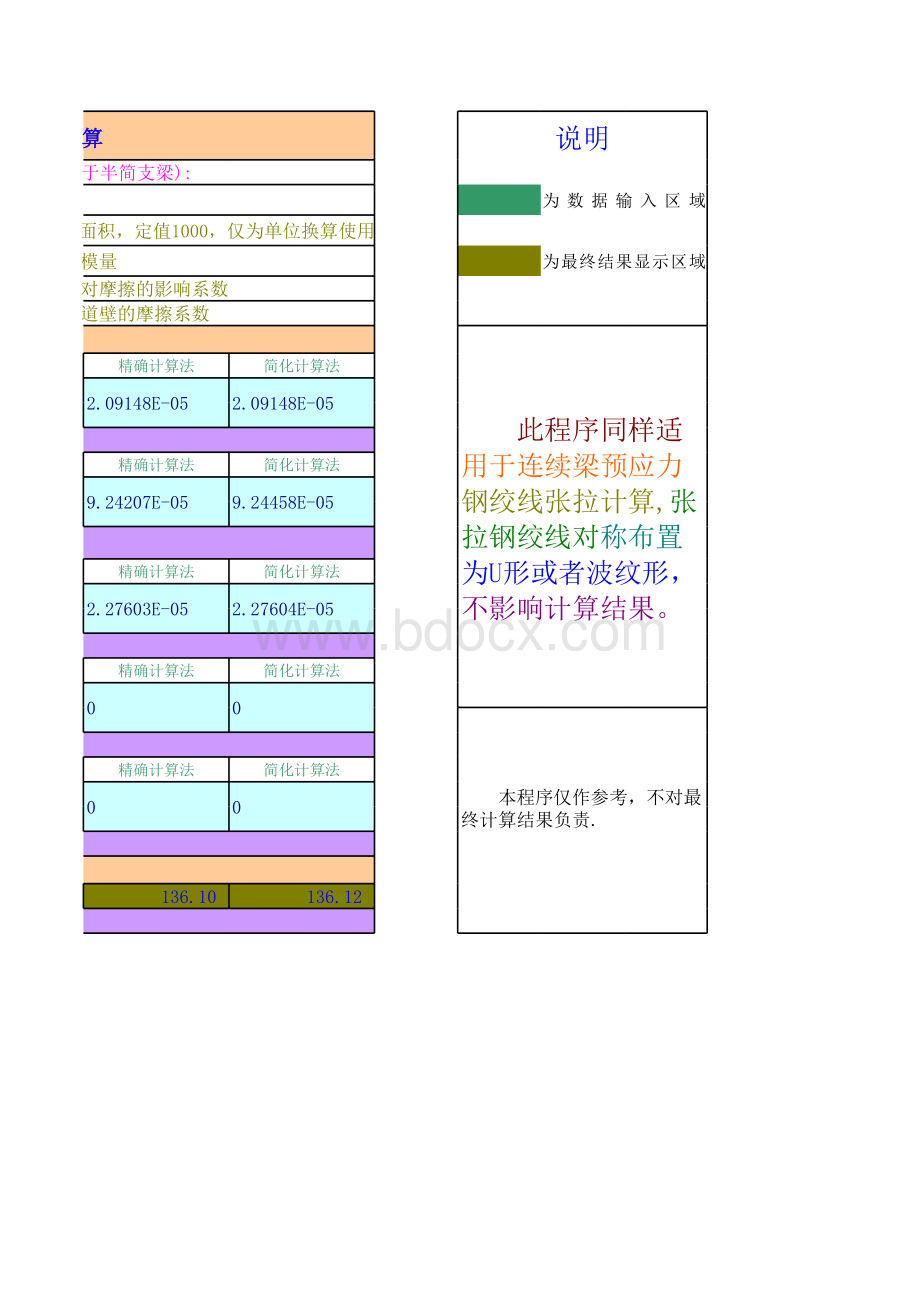 预应力钢绞线张拉伸长量计算程序(单端)表格文件下载.xls_第2页