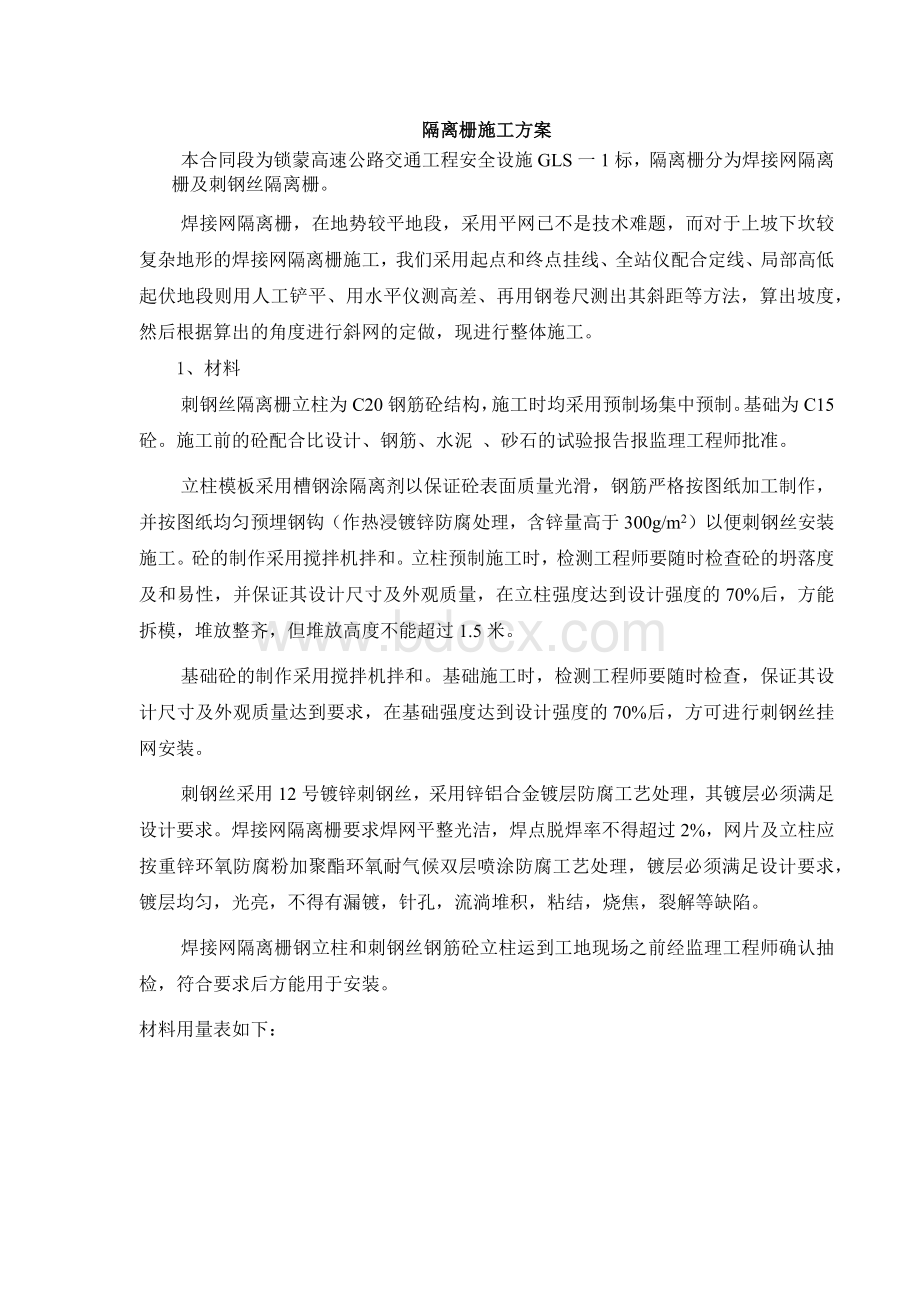 隔离栅施工专项方案.docx