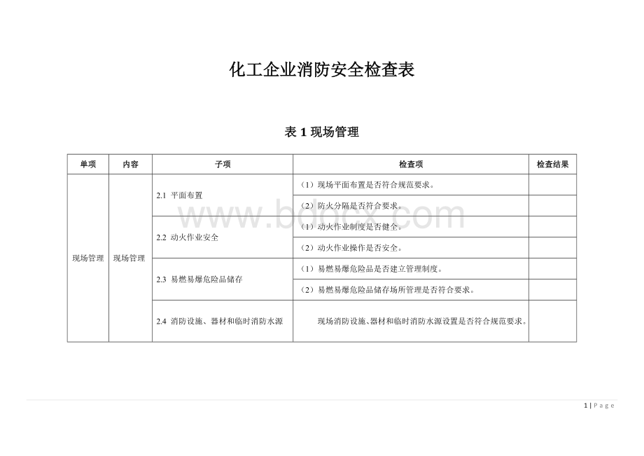 化工企业消防安全检查Word格式文档下载.doc