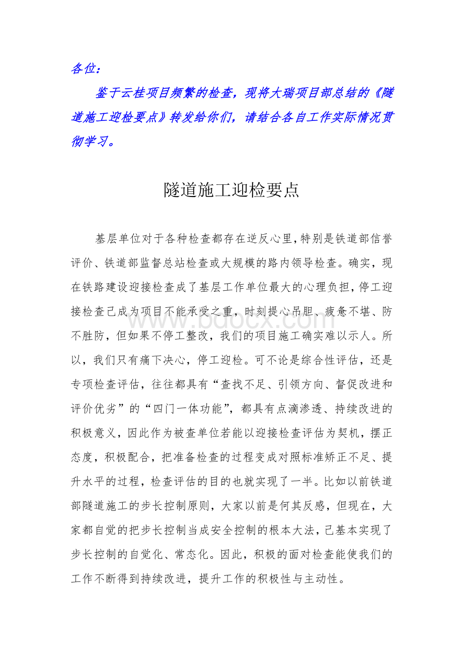 隧道施工迎检要点Word文件下载.doc