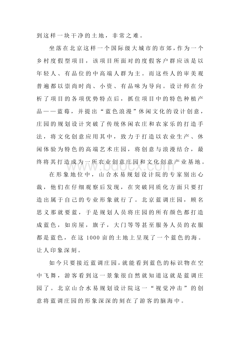 休闲度假观光园规划：那1000亩的“蓝”就是一个创意的呈现Word下载.docx_第2页