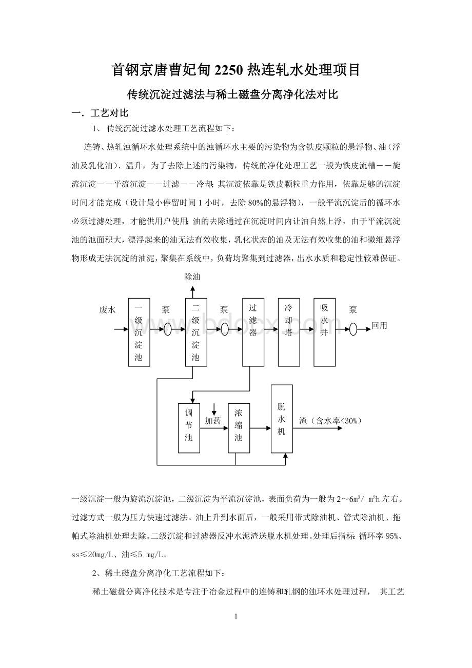 传统沉淀过滤法与稀土磁盘分离净化法方案对比.doc