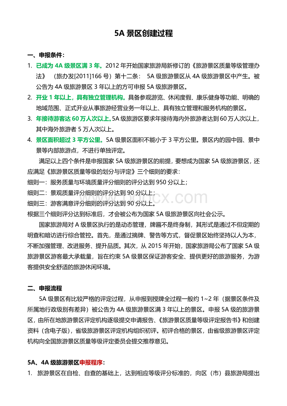 A景区创建程序条件和申报材料.docx_第1页