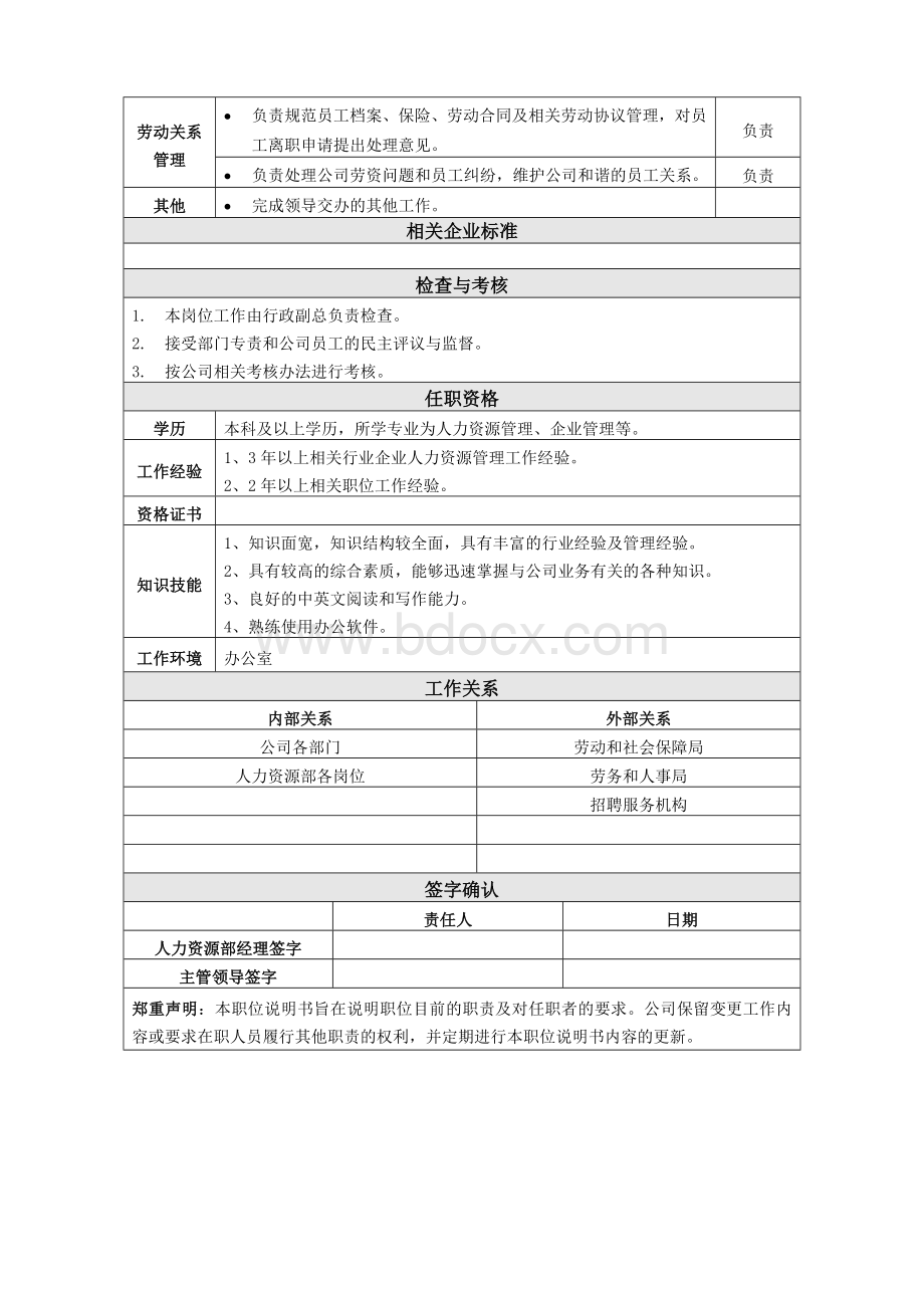 人力资源部部长岗位说明书2324490776Word文档下载推荐.doc_第2页