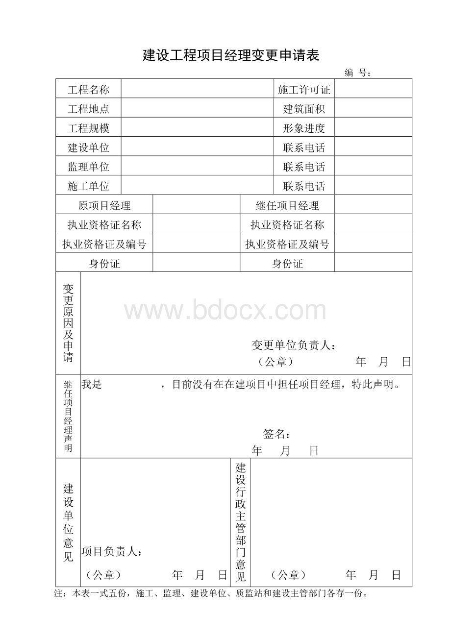 项目经理变更申请书Word文档格式.doc_第1页