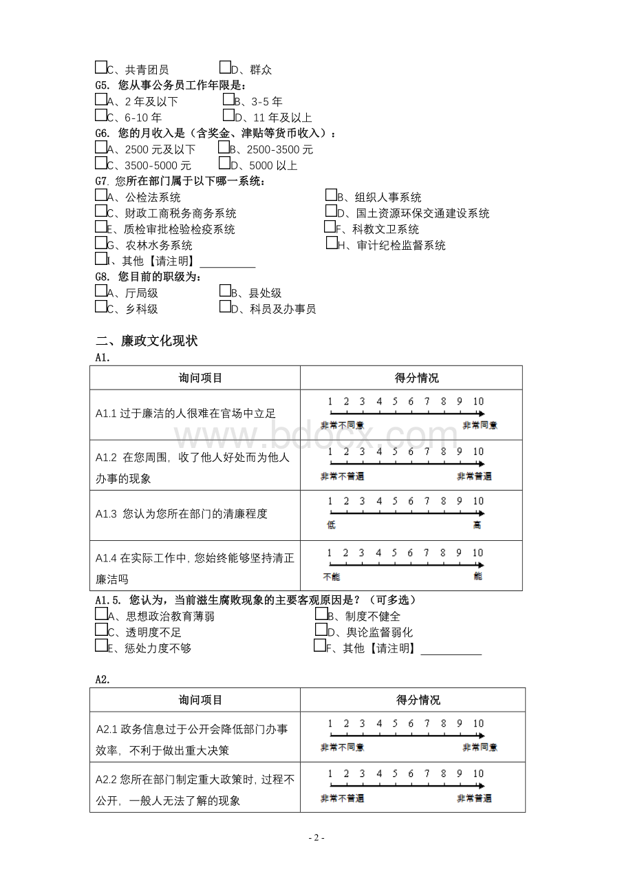 吉林省廉政文化建设调查问卷Word文档下载推荐.doc_第2页