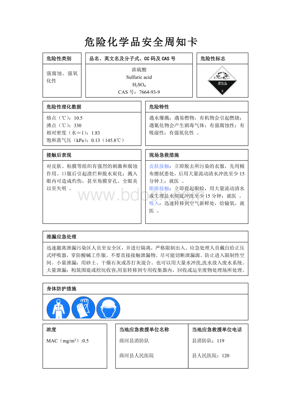 危险化学品安全周知卡编制完整版Word文档下载推荐.doc_第1页