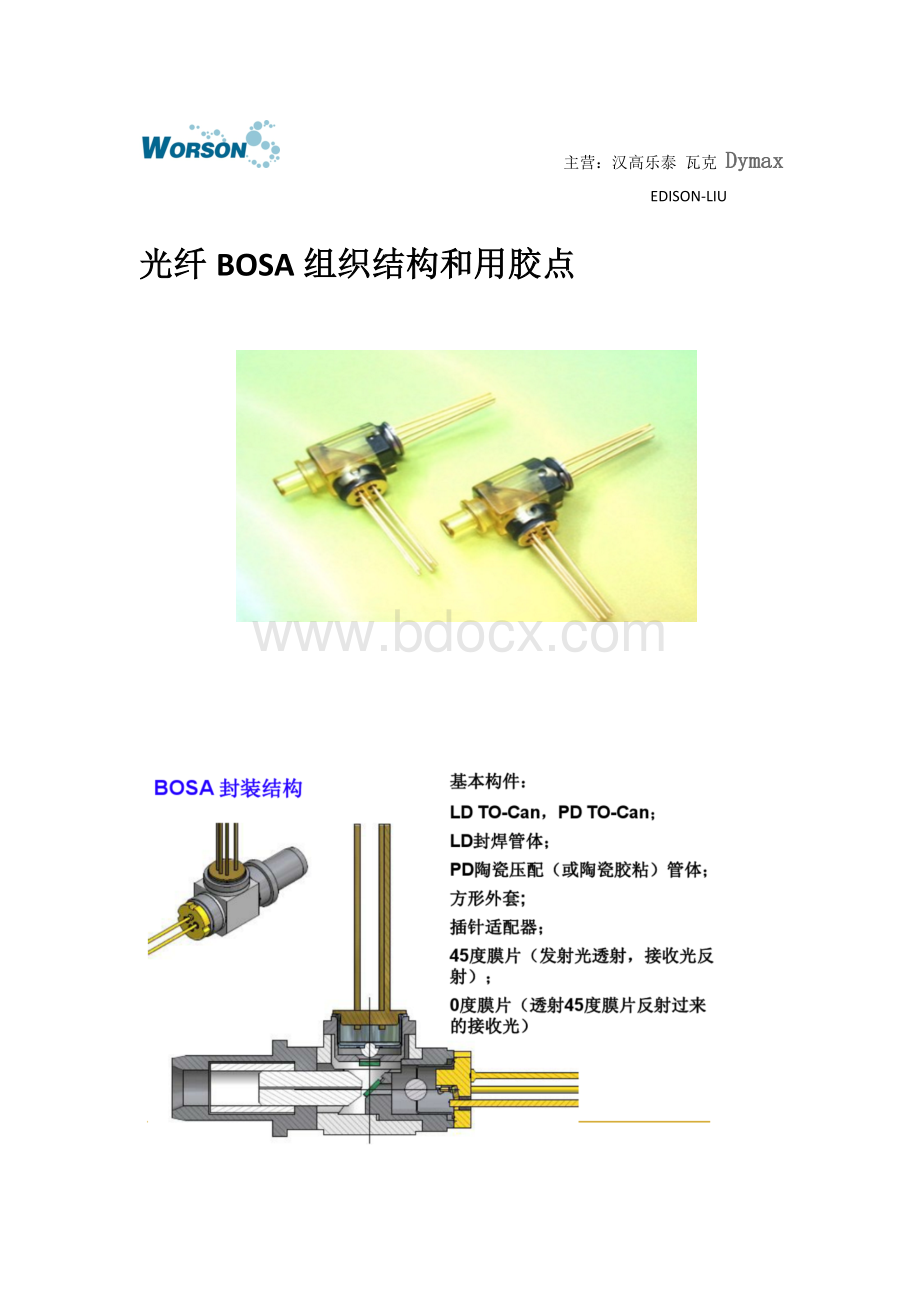 光纤BOSA组织结构和用胶点.doc_第1页