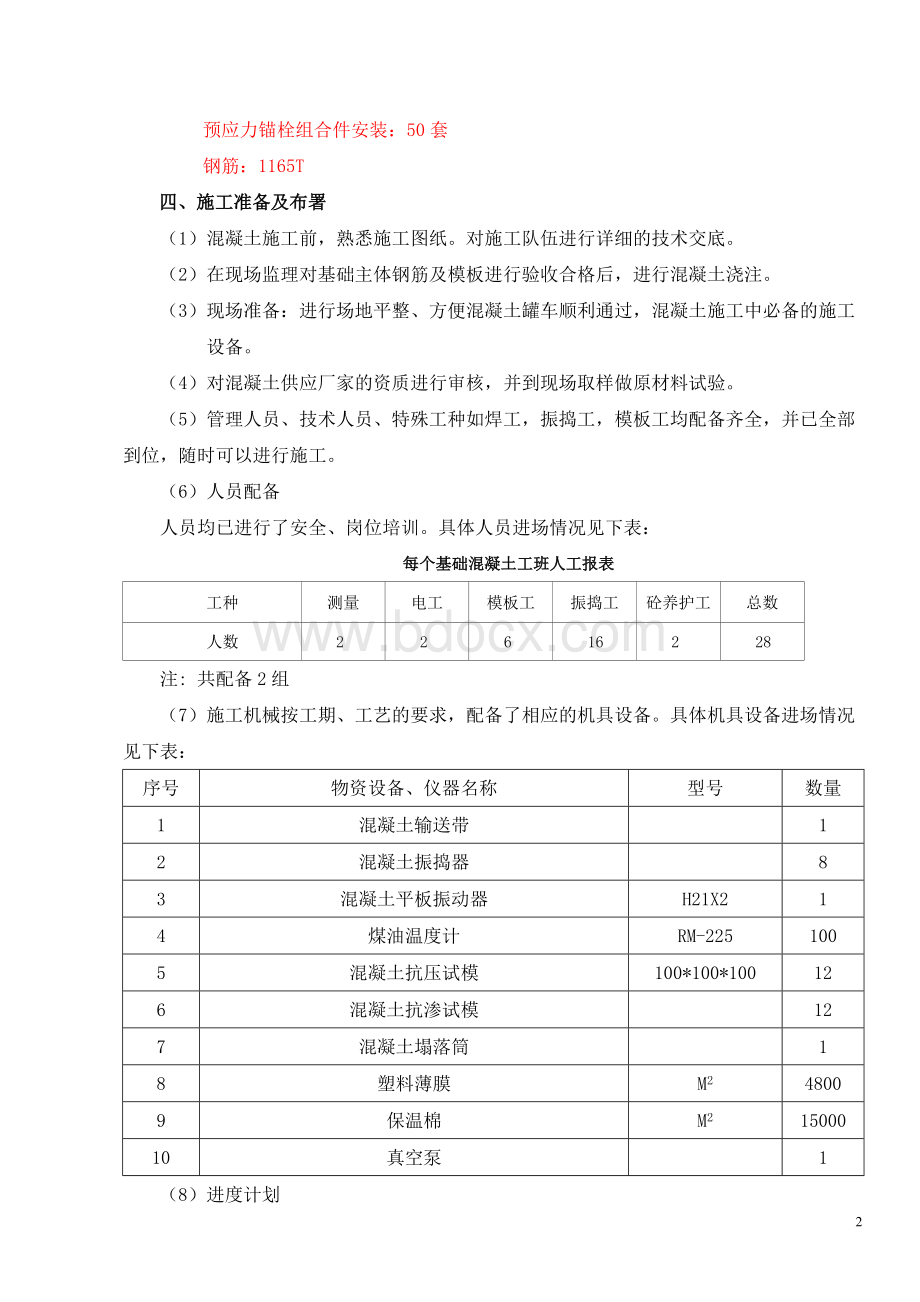 风机基础大体积混凝土施工及养护方案Word下载.doc_第2页