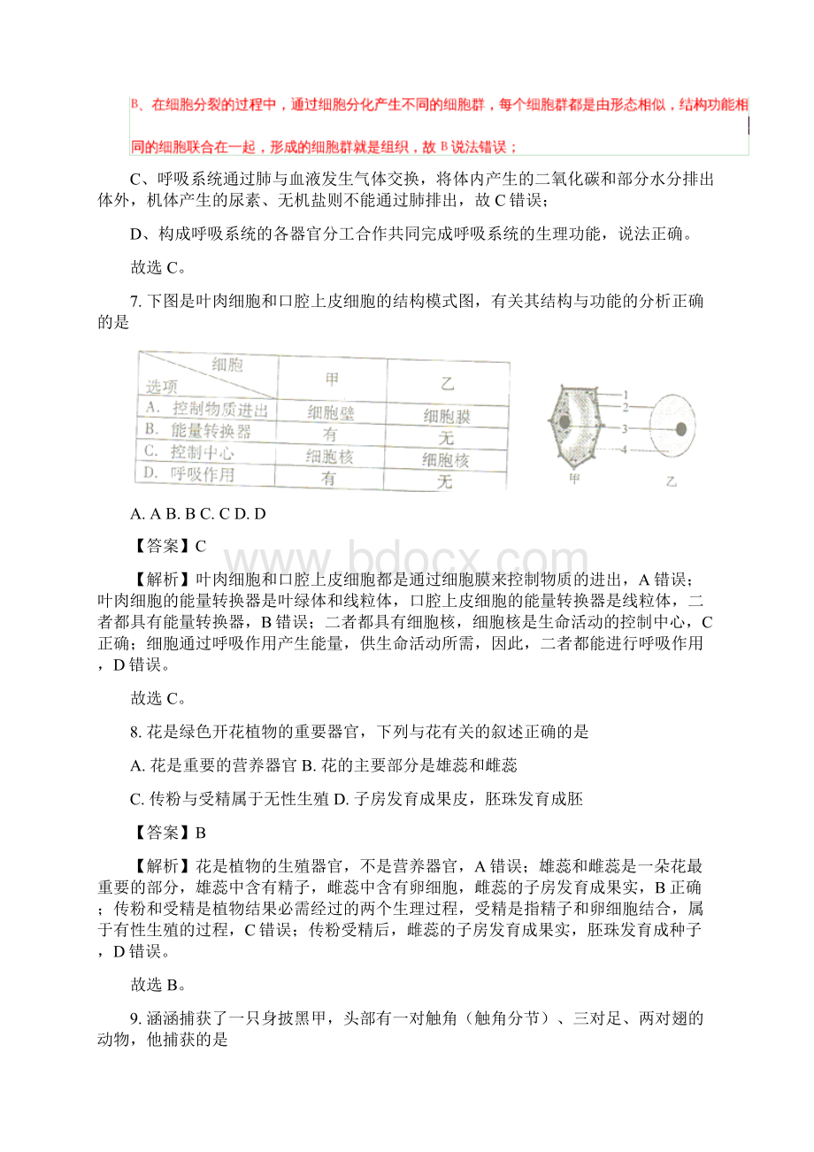 四川省绵阳市中考生物试题解析版.docx_第3页