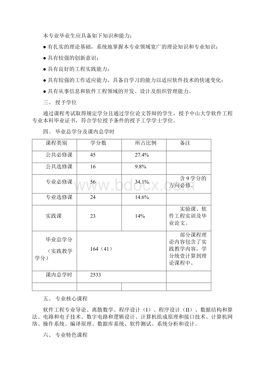 建筑工程管理中山大学软件学院级本科软件工程专业培养方案Word文档格式.docx_第2页