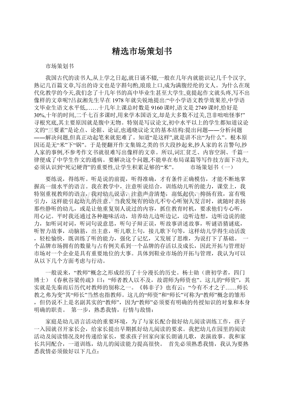 精选市场策划书.docx_第1页