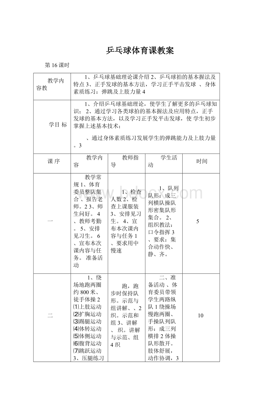 乒乓球体育课教案.docx_第1页