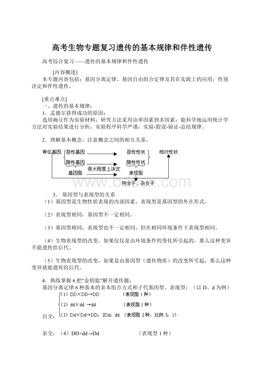 高考生物专题复习遗传的基本规律和伴性遗传Word格式.docx_第1页