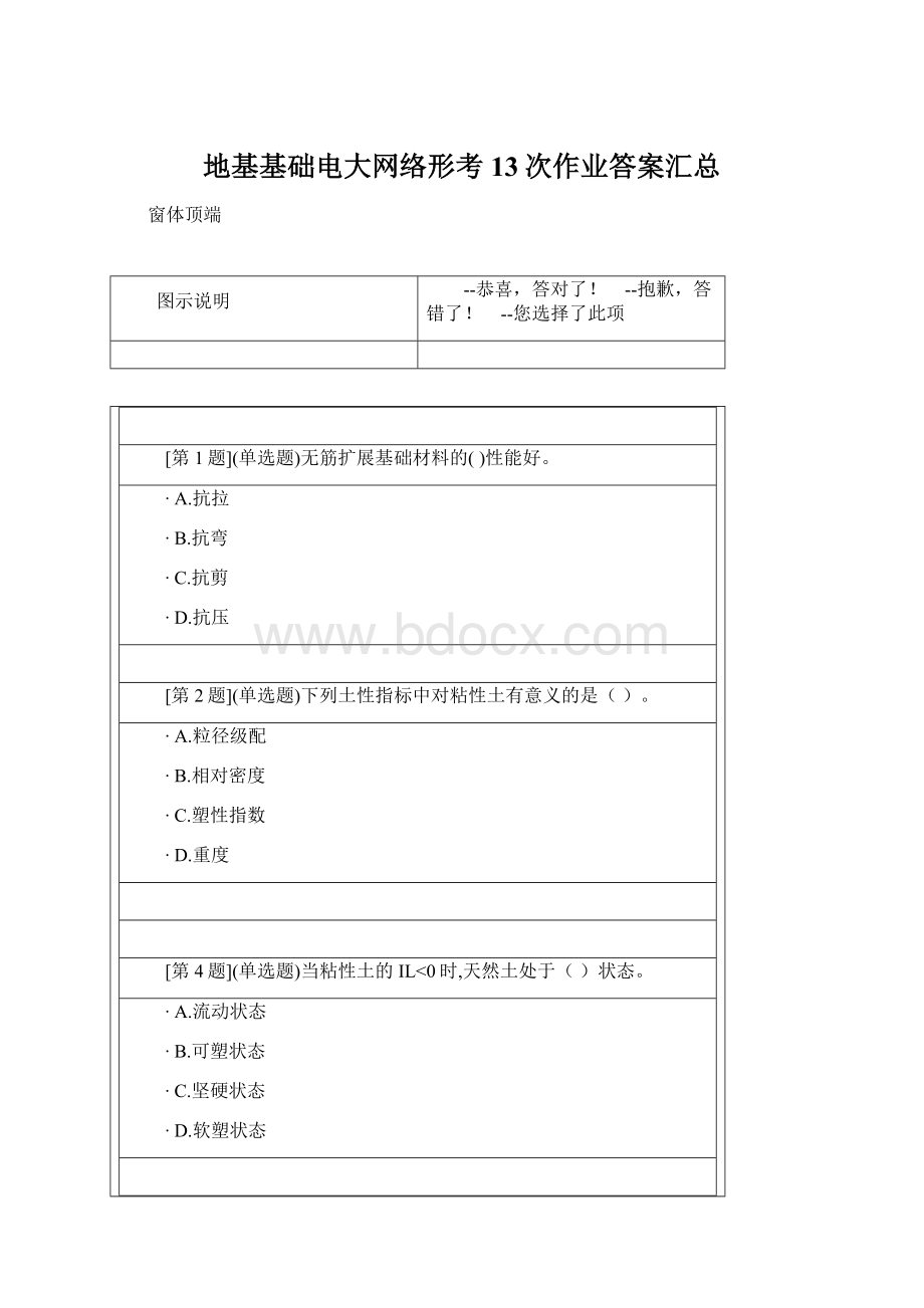 地基基础电大网络形考13次作业答案汇总Word格式文档下载.docx_第1页