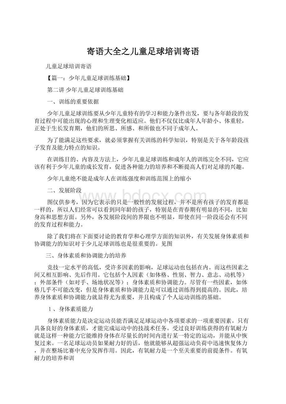 寄语大全之儿童足球培训寄语Word文档下载推荐.docx