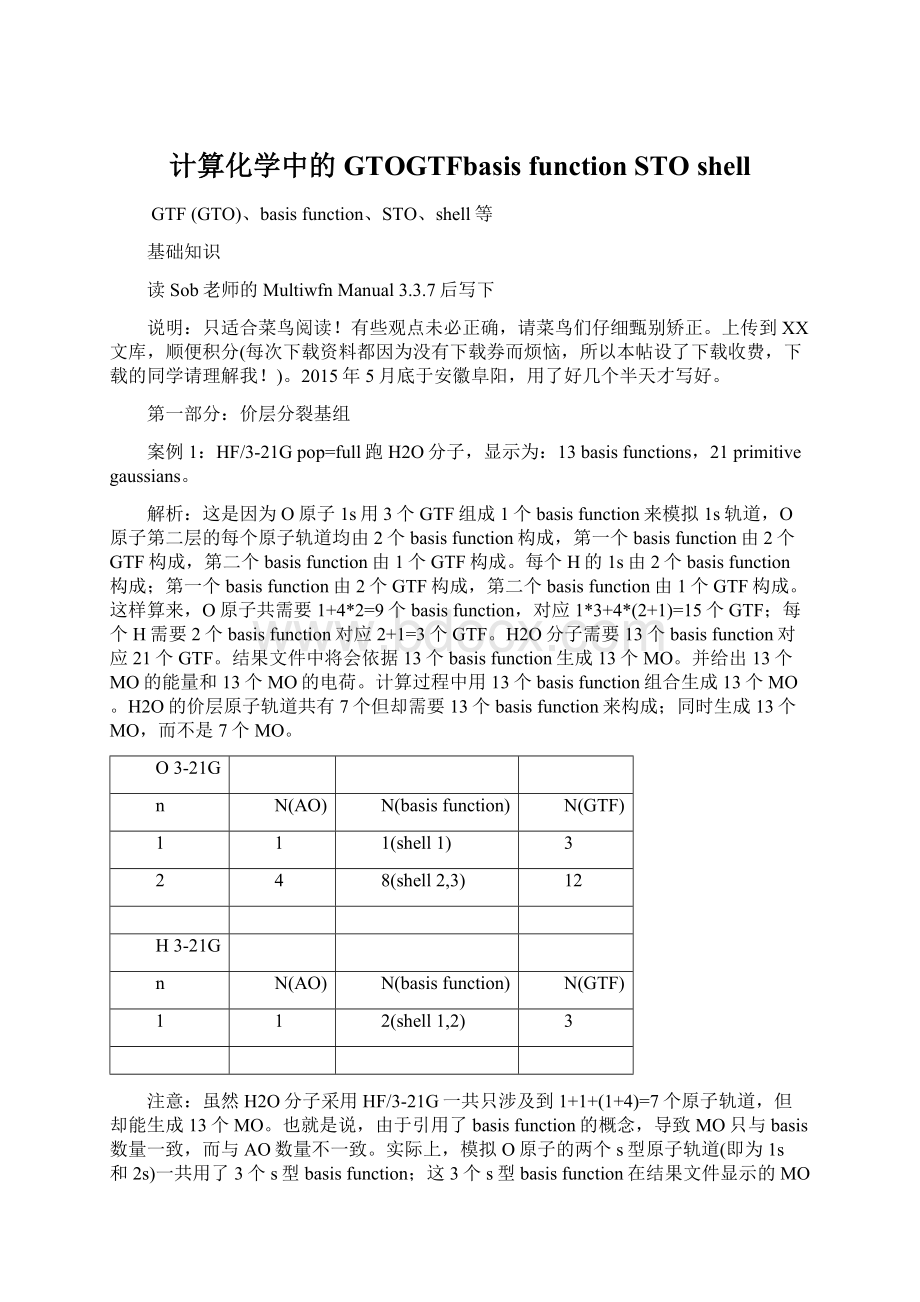 计算化学中的GTOGTFbasis function STO shell.docx_第1页