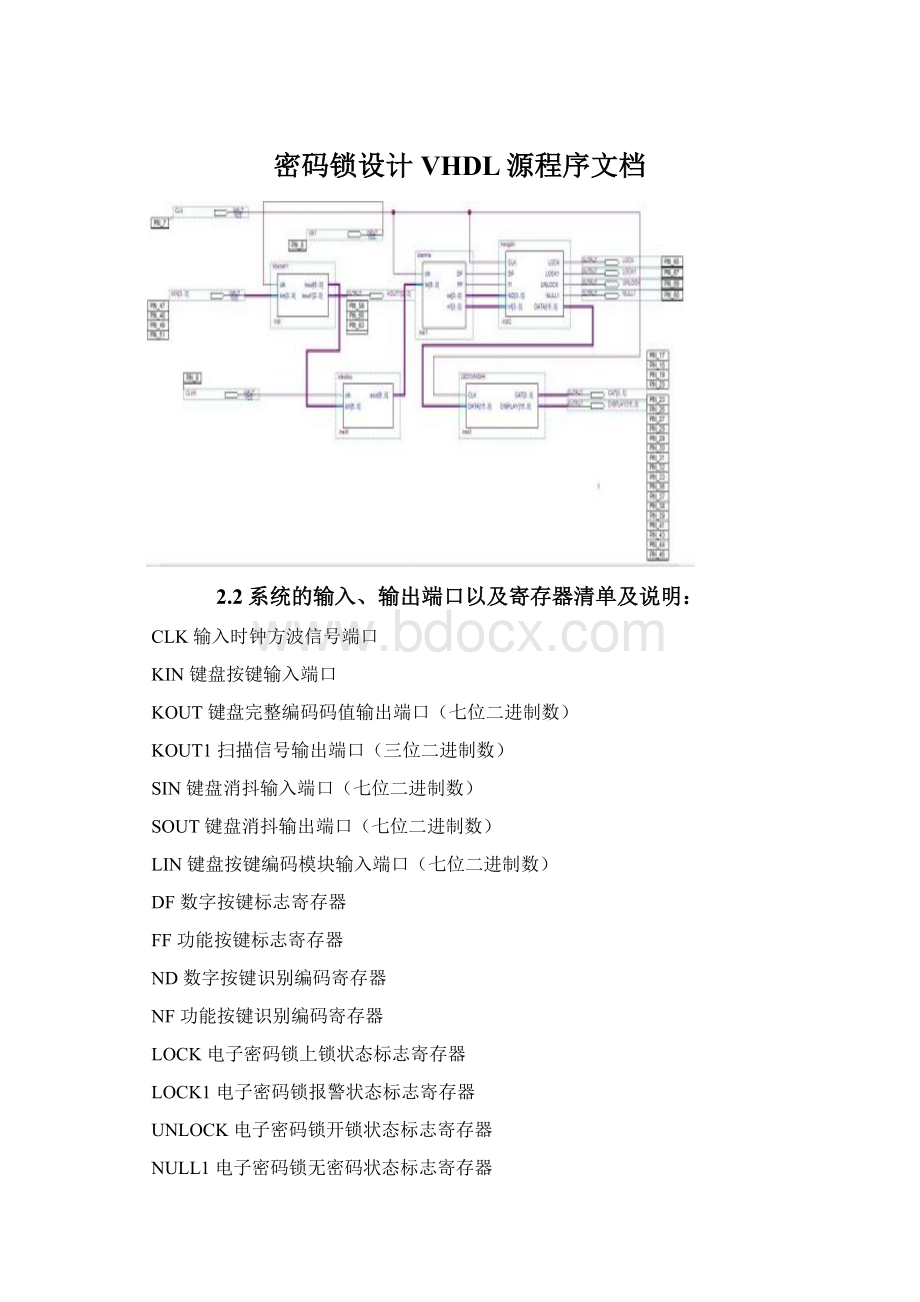 密码锁设计VHDL源程序文档Word文档下载推荐.docx