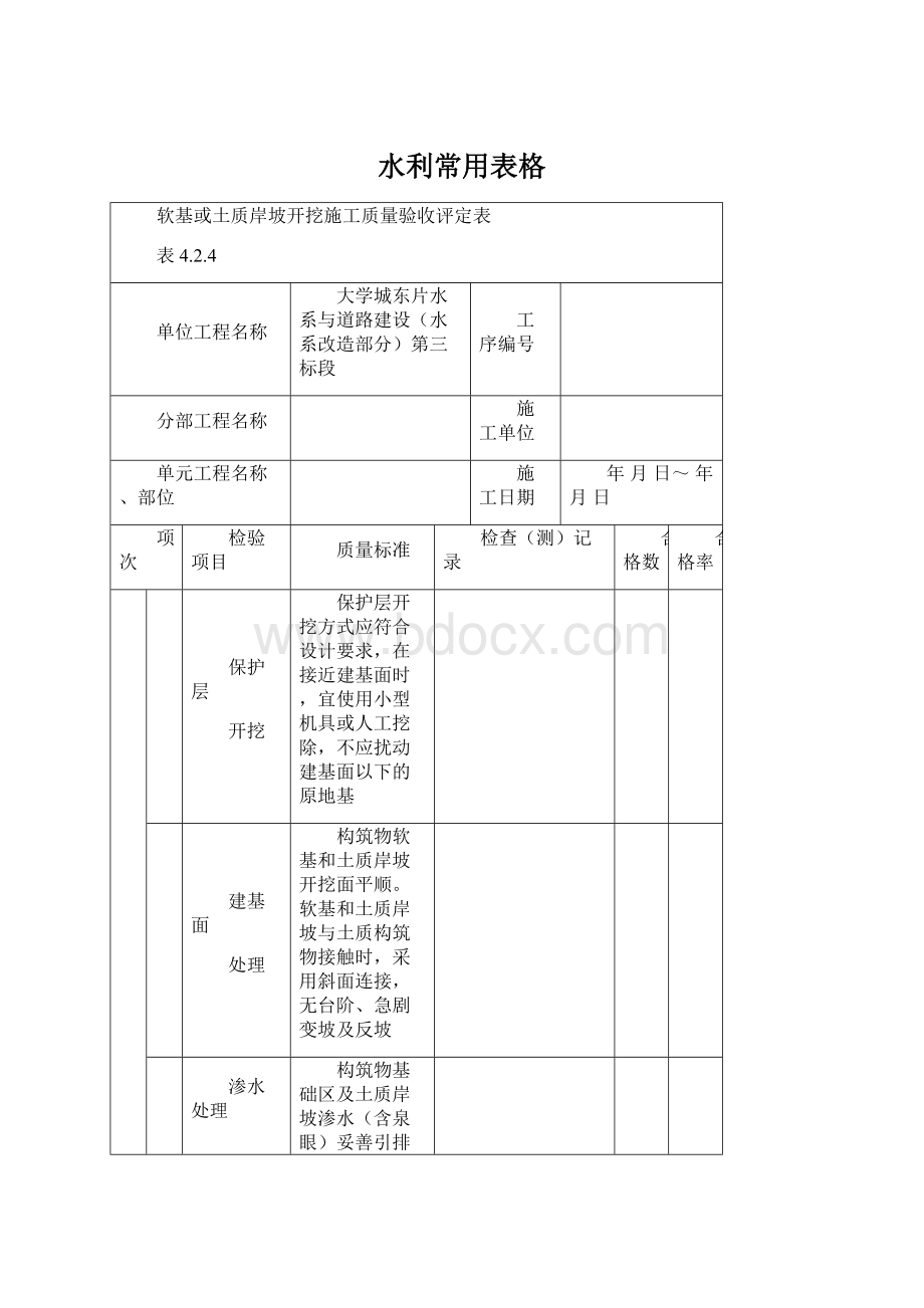 水利常用表格.docx