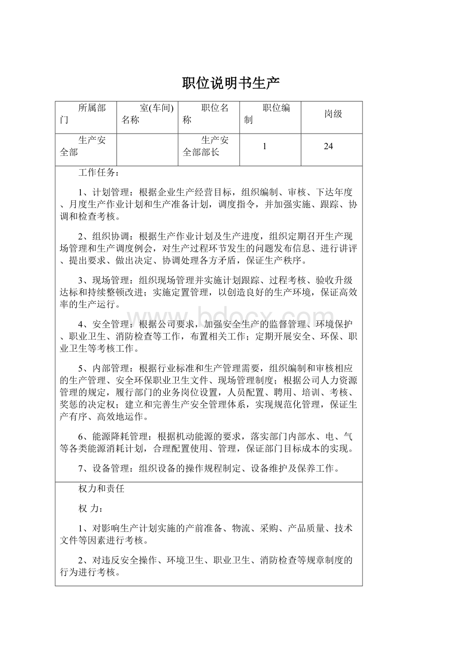 职位说明书生产Word文档下载推荐.docx