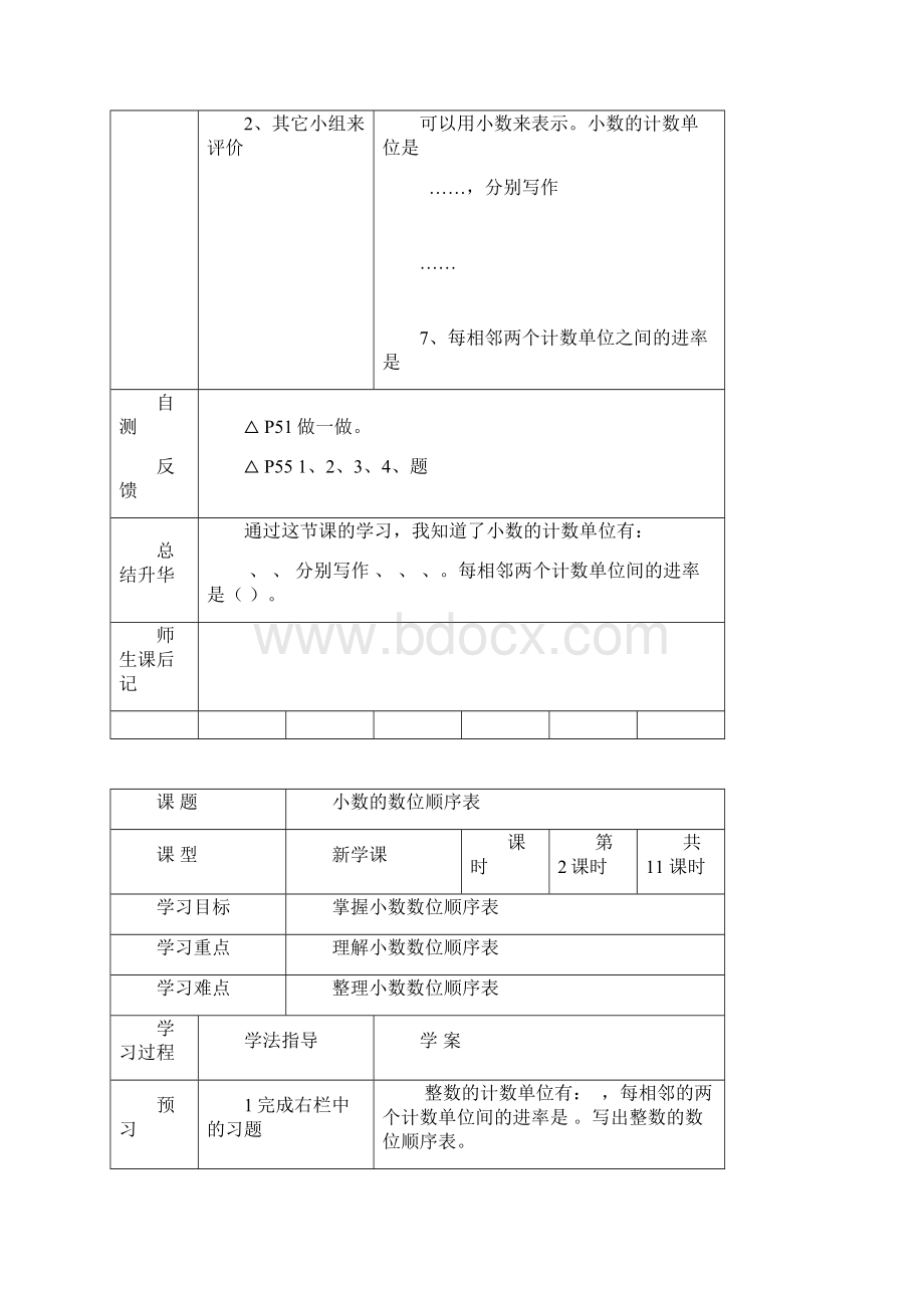 最新人教版四年级数学下册第四单元导学案表格式文档格式.docx_第2页