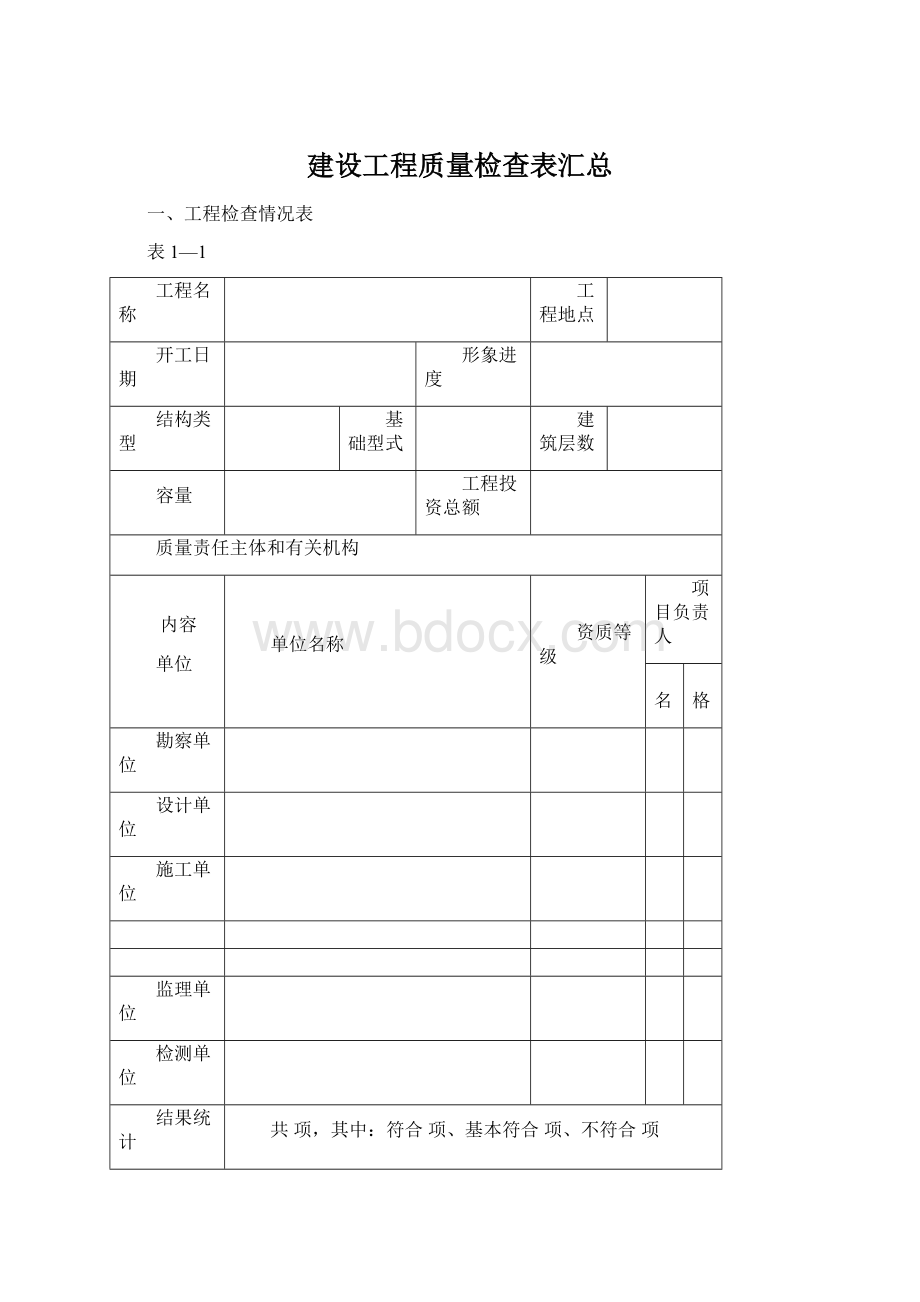 建设工程质量检查表汇总.docx