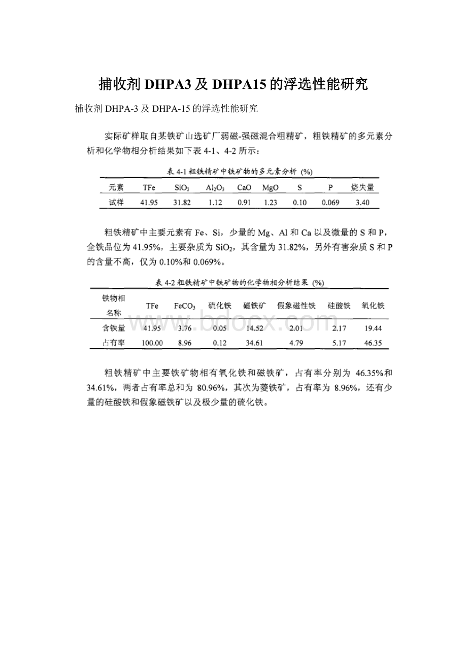 捕收剂DHPA3及DHPA15的浮选性能研究Word文档格式.docx_第1页