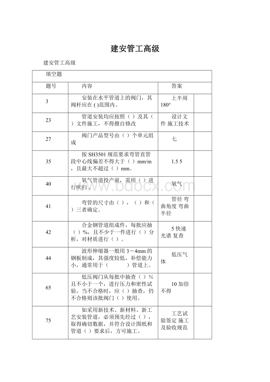 建安管工高级Word下载.docx