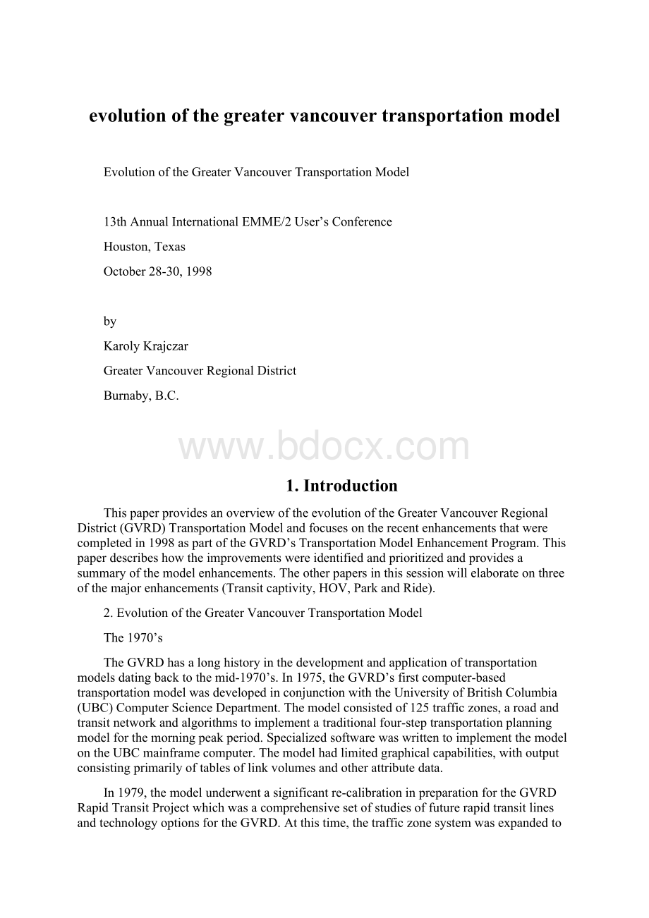 evolution of the greater vancouver transportation modelWord格式.docx_第1页