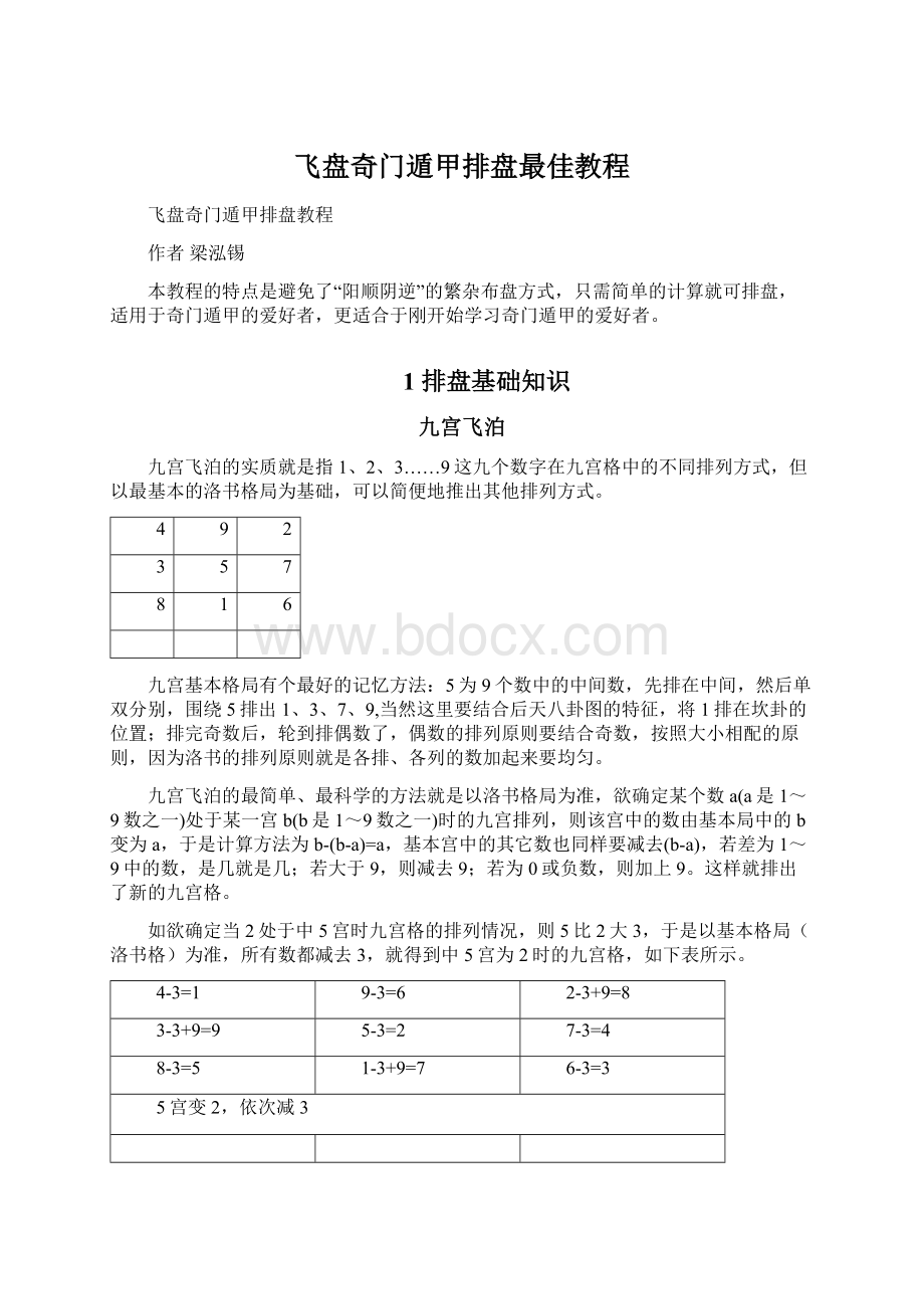 飞盘奇门遁甲排盘最佳教程Word格式.docx